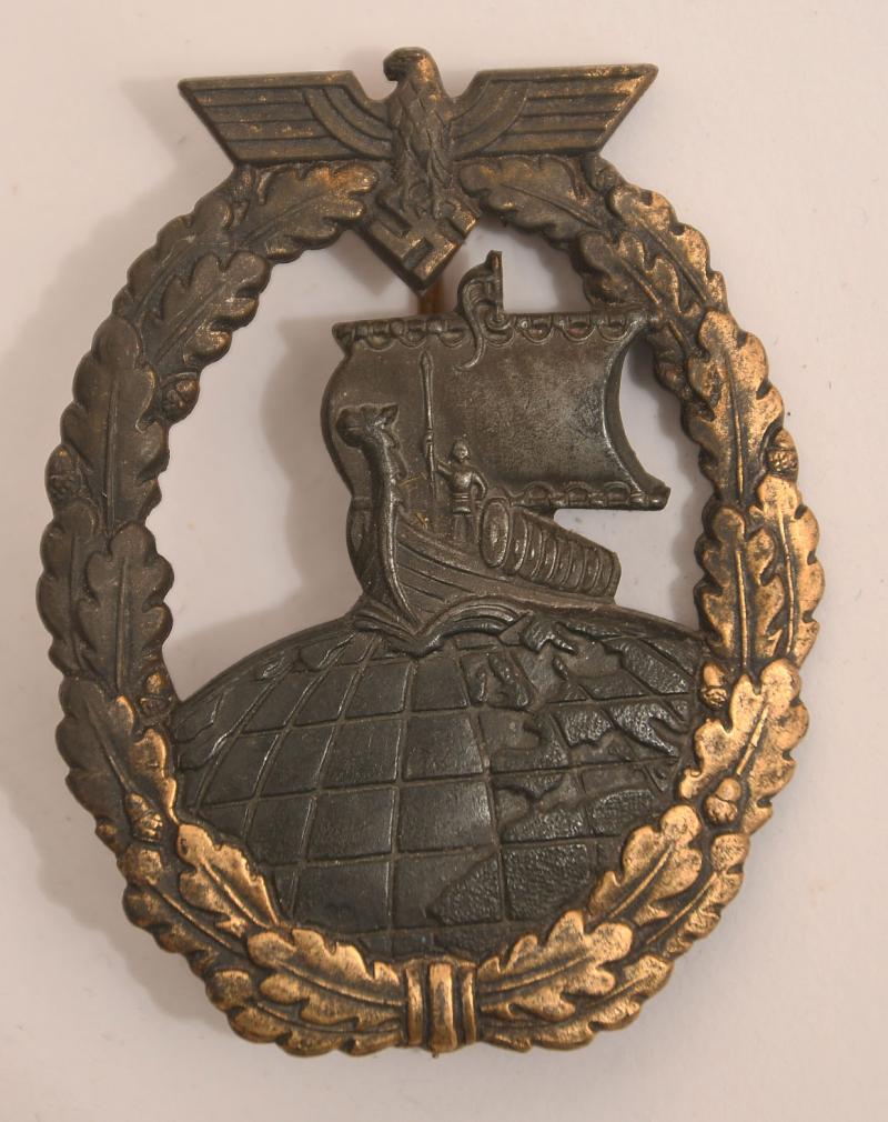 GERMAN WWII KRIEGSMARINE AUXILIERY CRUISER BADGE