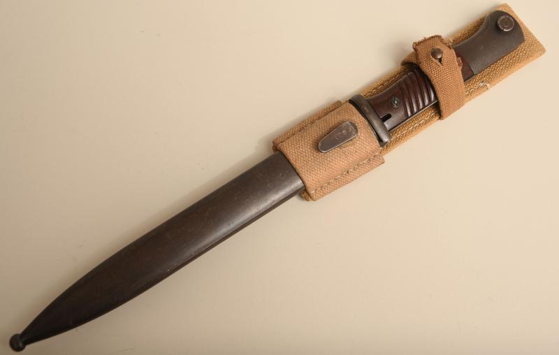 GERMAN WWII K/98 BAYONET WITH TROPICAL FROG FITTED.