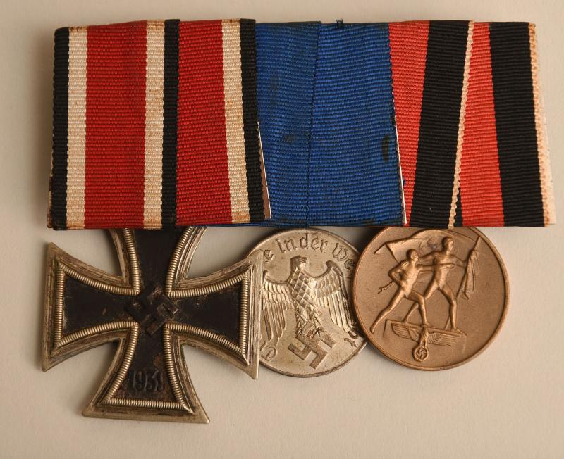 GERMAN WWII ARMED FORCES LONG SERVICE TRIO OF MEDALS.