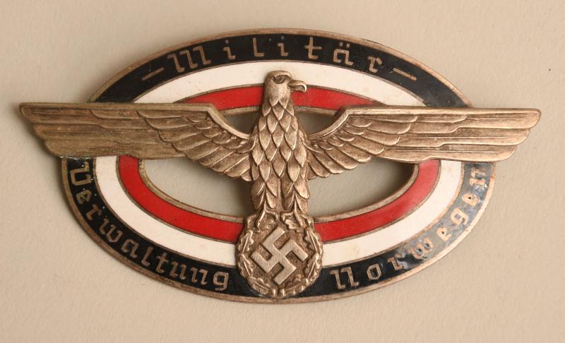 GERMAN WWII NORWAY ADMINISTRATIVE OFFICERS ENAMEL BADGE.