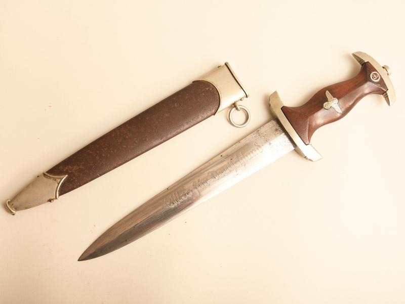 GERMAN WWII SA DAGGER WITH ERASED ROHM BLADE.