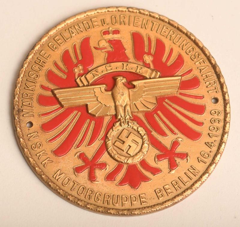 GERMAN WWII NSKK MOTOR GROUP BERLIN MEETING PLAQUE.