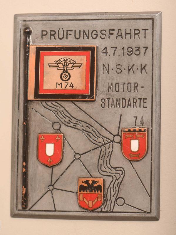 GERMAN WWII NSKK MOTOR STANDARTE 74 PLAQUE.