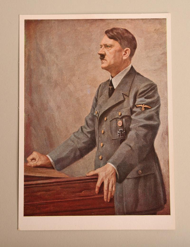 GERMAN WWII ADOLF HITLER PATRIOTIC POSTCARD.