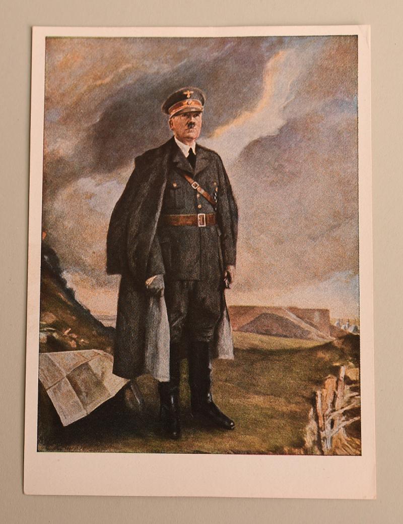 GERMAN WWII  ADOLF HITLER PATRIOTIC POSTCARD.