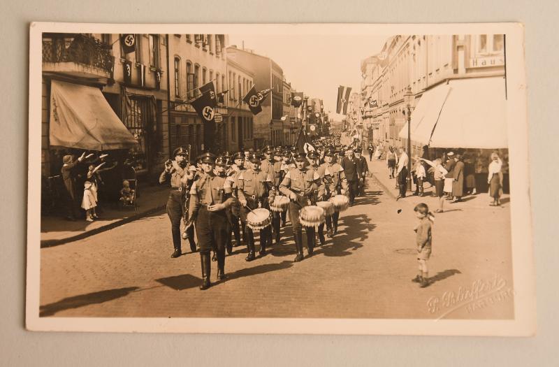 GERMAN WWII  SS MARCHING BAND POSTCARD.