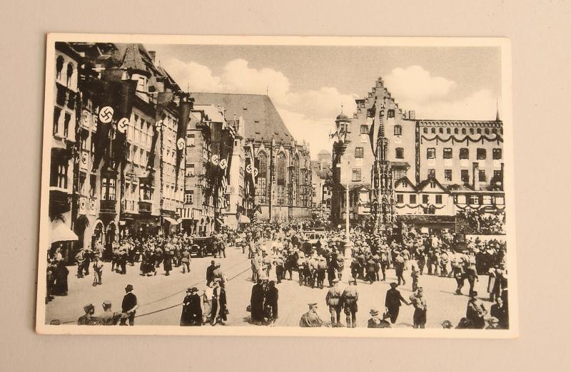 GERMAN WWII BLACK AND WHITE POSTCARD NUREMBERG SCENE 1935.