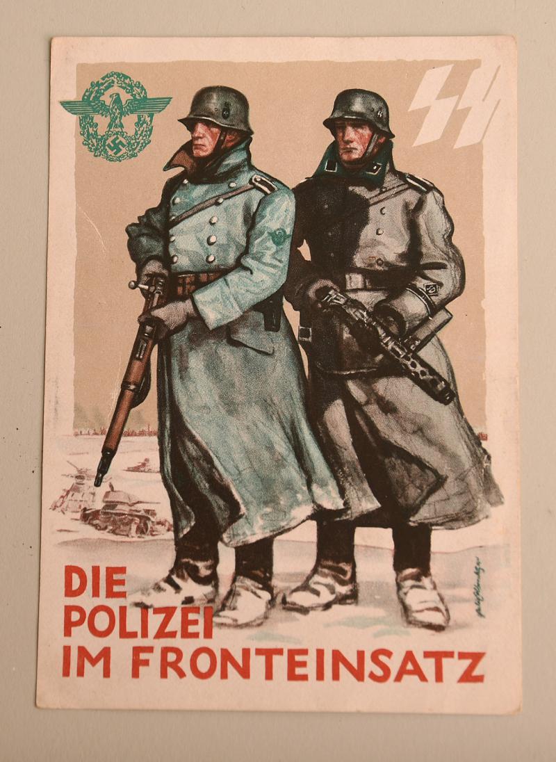 GERMAN WWII 1942  DAY OF THE GERMAN POLICE POSTCARD.