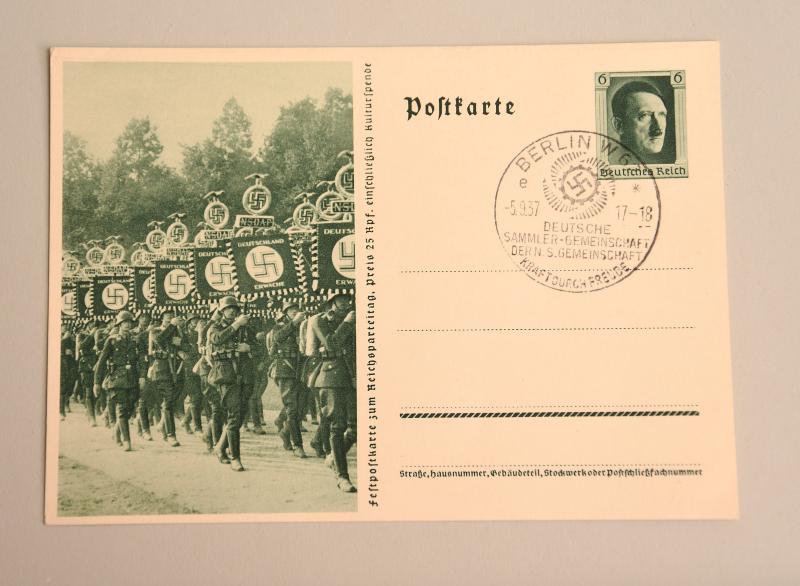 GERMAN WWII MUSSOLINI VISIT TO BERLIN POSTCARD.