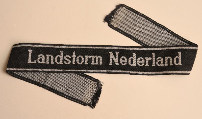 GERMAN WWII LANDSTORM NEDERLAND CUFF TITLE.