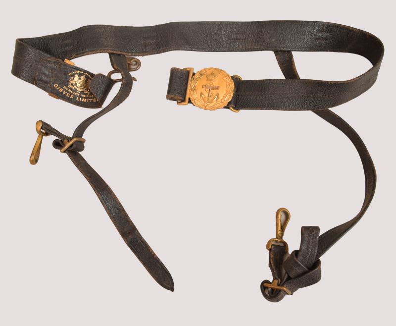 BRITISH VICTORIAN NAVAL OFFICERS WAIST BELT AND SWORD KNOT.