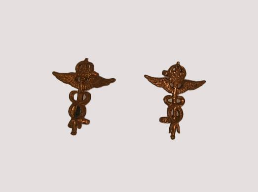 BRITISH WWII RAF MEDICAL SERVICE COLLAR BADGES.