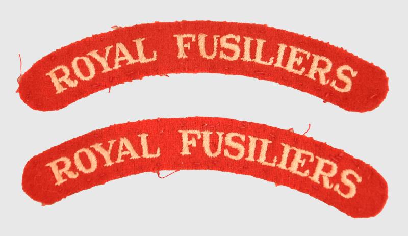 BRITISH WWII 12TH BATTALION ROYAL FUSILIERS SHOULDER TITLE.