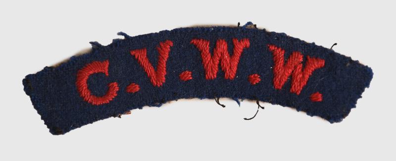 BRITISH WWII COUNCIL FOR VOLUNTEER WAR WORK SHOULDER TITLE.