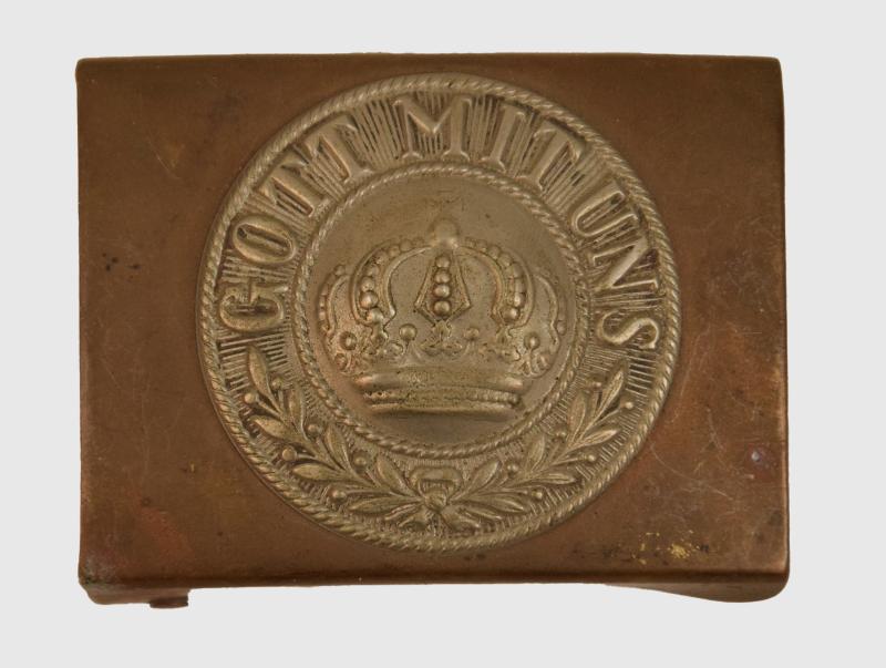 GERMAN WWI PRUSSIAN ENLISTED MAN’S TWO-PIECE BELT BUCKLE.