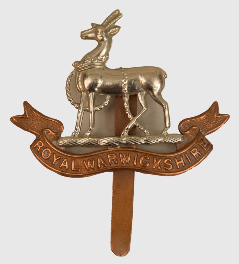 BRITISH WWI ROYAL WARWICKSHIRE REGIMENT ENLISTED RANKS CAP BADGE.