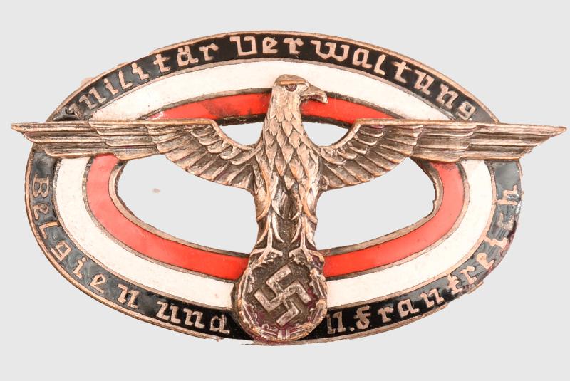 GERMAN WWII GERMAN ADMINISTRATION SERVICE IN FRANCE & BELGIUM BADGE.