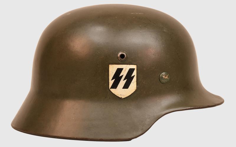 GERMAN WWII M35 WAFFEN SS DOUBLE DECAL COMBAT HELMET.