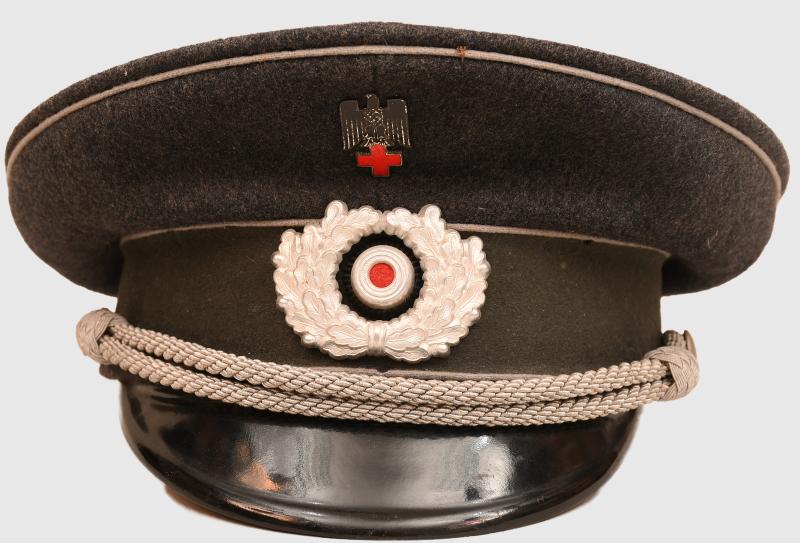 GERMAN WWII RED CROSS OFFICERS VISOR CAP.