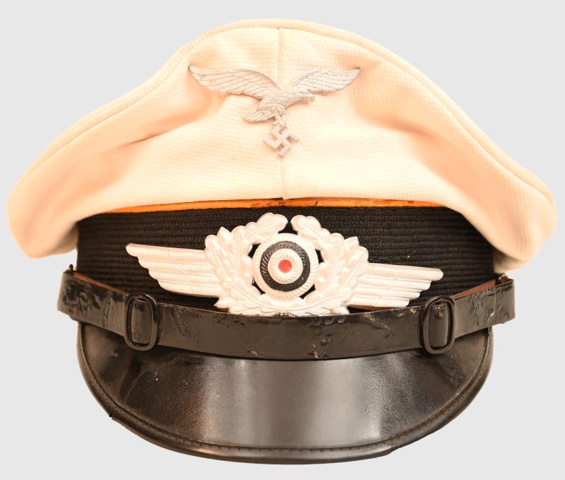 GERMAN WWII LUFTWAFFE FLIGHT SECTION WHITE TOP SUMMER CAP.