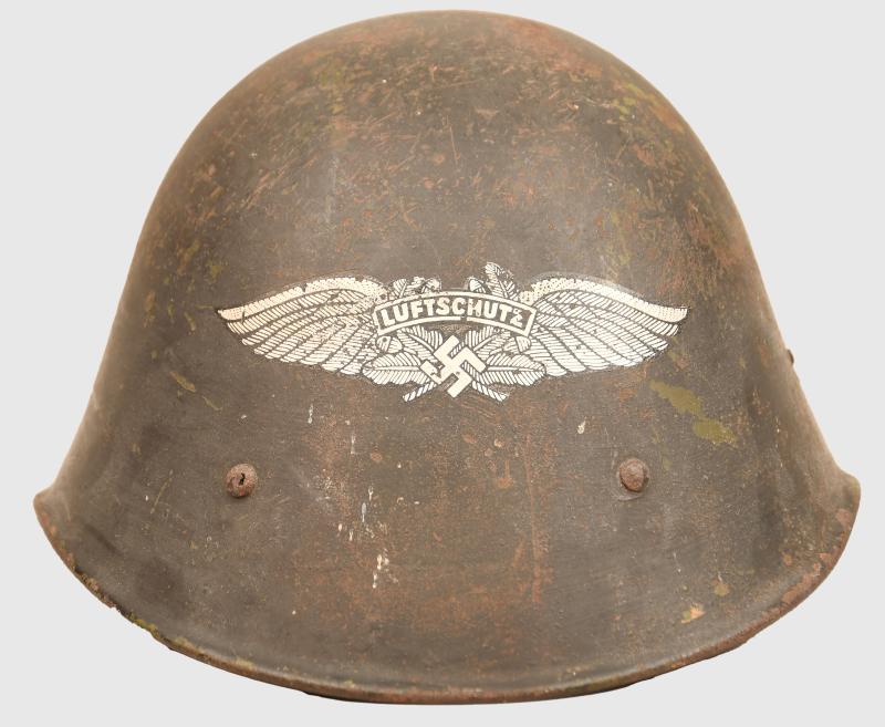 GERMAN WWII DUTCH LUFTSCHUTZ HELMET.