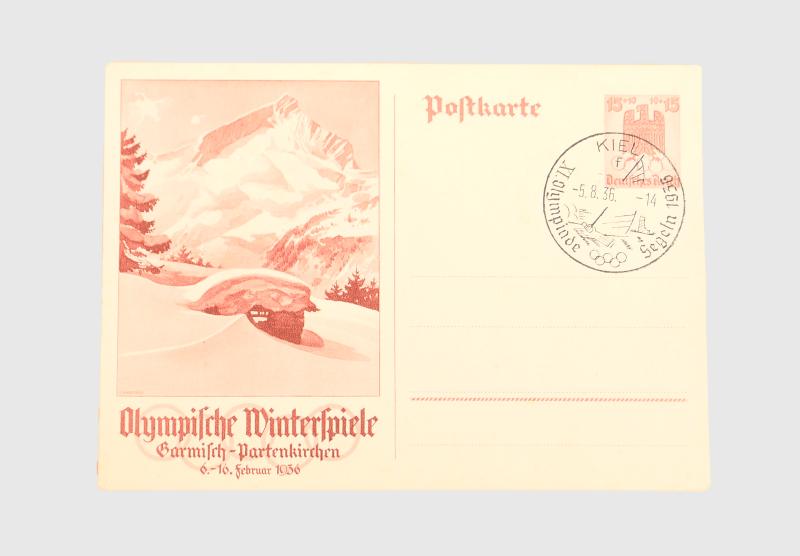 GERMAN WWII WINTER OLYMPICS POSTCARD.