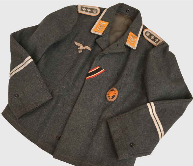 GERMAN WWII LUFTWAFFE PARACHUTE REGIMENT MARKED FLIEGER BLUSE.