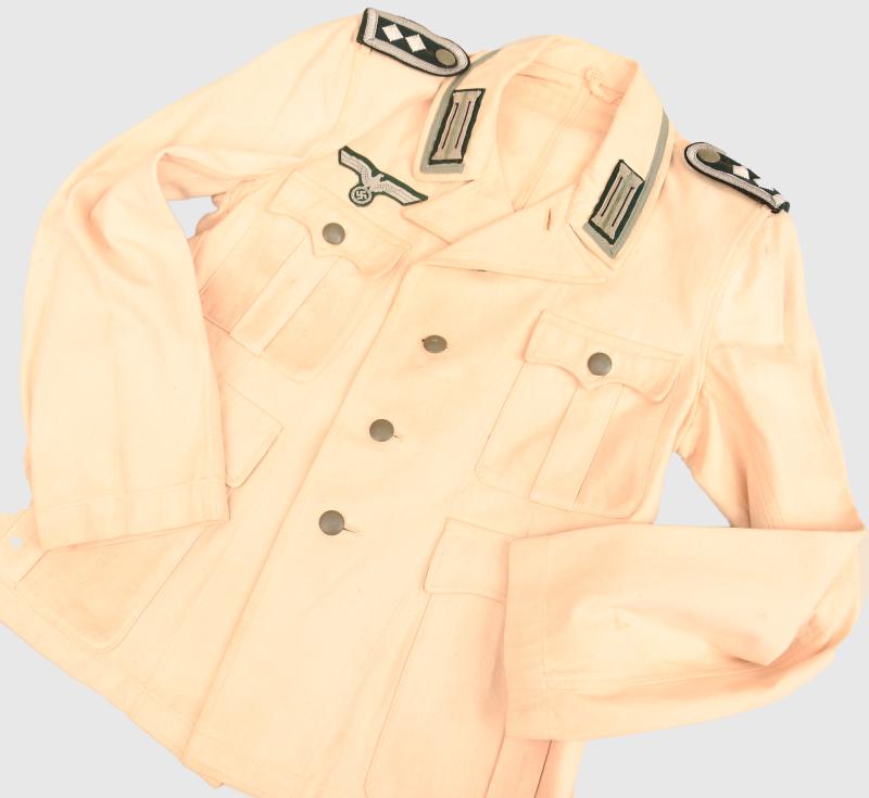 GERMAN WWII ARMY PIONEER NCO WHITE/CREAM SERVICE TUNIC.