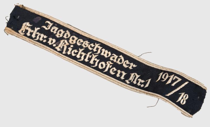 GERMAN WWII JAGDGESCHWADER VON RICHTHOFEN NO.1 1917/18 OFFICERS CUFF TITLE.