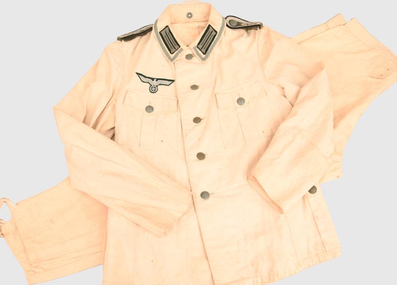 GERMAN WWII ARMY NCO LIGHTWEIGHT WHITE UNIFORM.