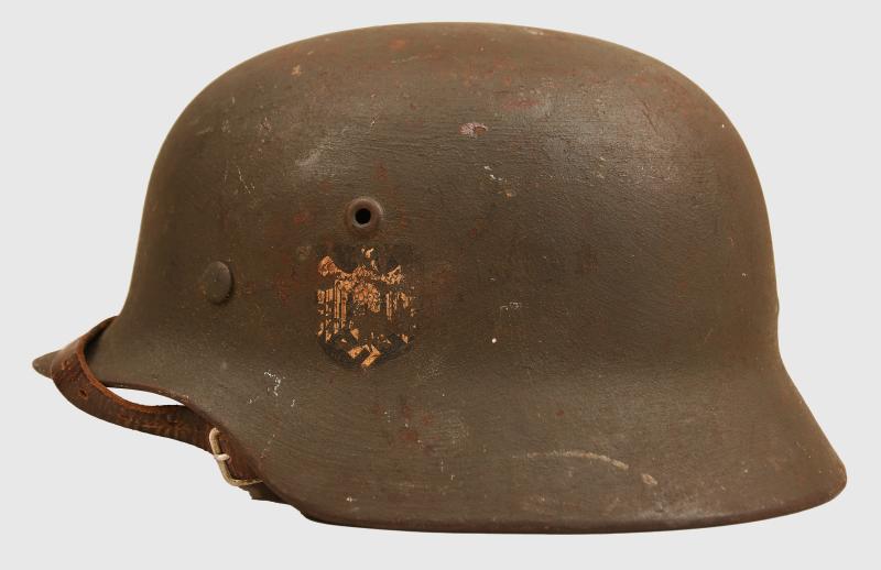 GERMAN WWII ARMY M.40 SINGLE DECAL COMBAT HELMET, LARGE SIZE.