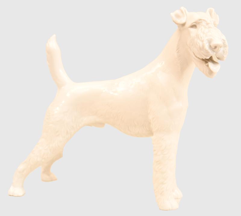 GERMAN WWII WHITE ALLACH PORCELAIN STANDING FOX TERRIER.