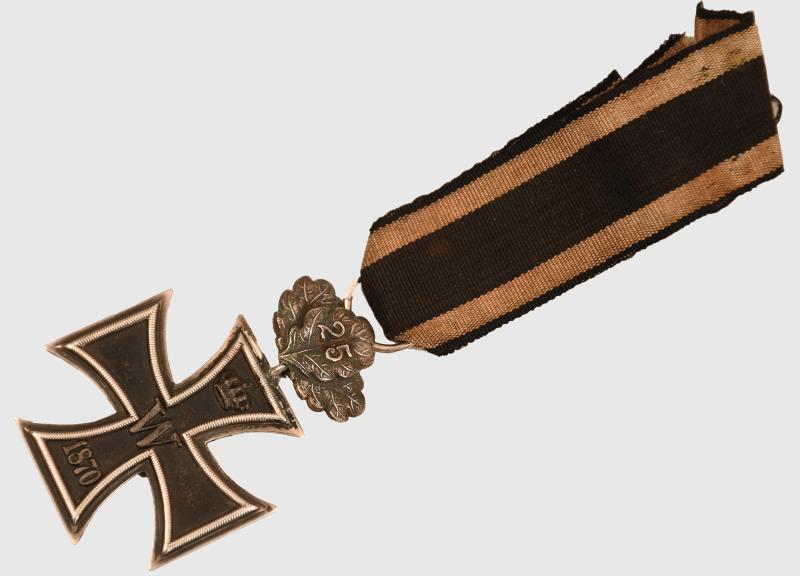 GERMAN FRANCO PRUSSIAN WAR IRON CROSS 2ND CLASS 1870 WITH 25 YEAR OAK LEAF.