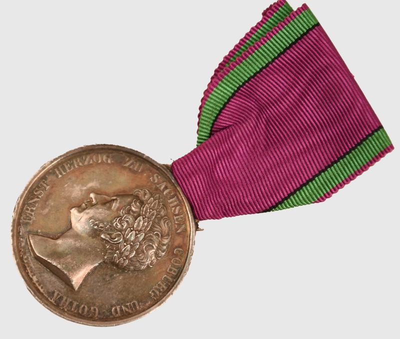 GERMAN WWI SAXON COBURG AND GOTHA SILVER SERVICE MEDAL. 1892-1895.