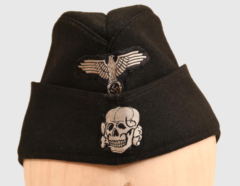 GERMAN WWII WAFFEN SS BLACK PANZER ENLISTED MANS OVERSEAS CAP.