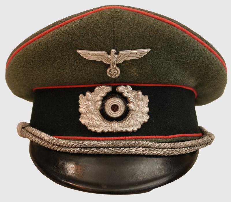 GERMAN WWII PANZER OFFICERS VISOR CAP HUGE SIZE.