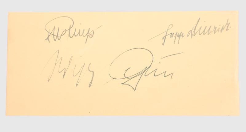 GERMAN WWII SEPP DEITRICH AND THREE OTHER NOTABLE SIGNATURES.