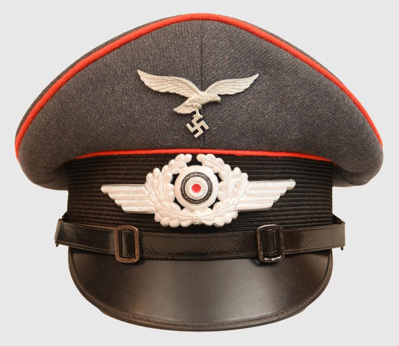 GERMAN WWII DOUBLE EREL MARKED LUFTWAFFE FLAK NCO VISOR CAP.