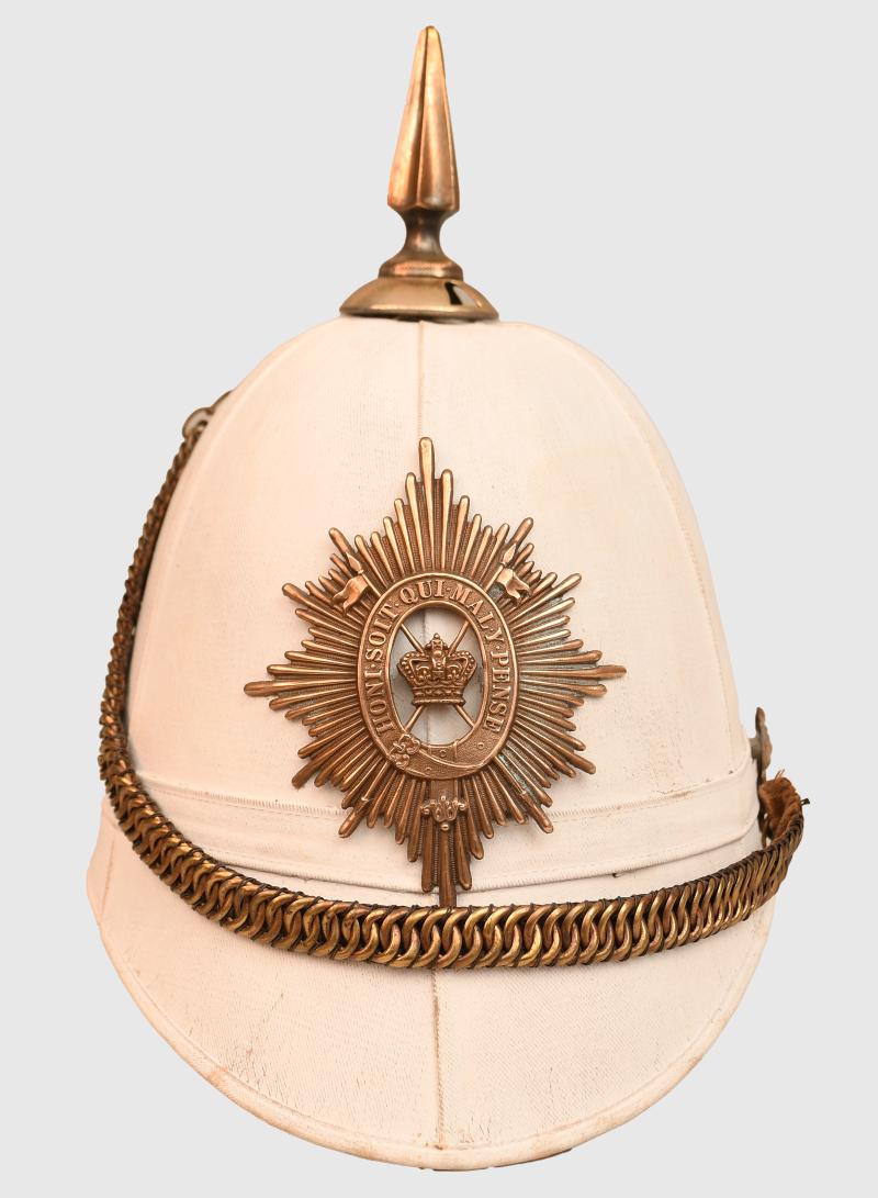 BRITISH PRE WWI ROYAL RESERVE REGIMENT OF LANCERS FOREIGN SERVICE HELMET.