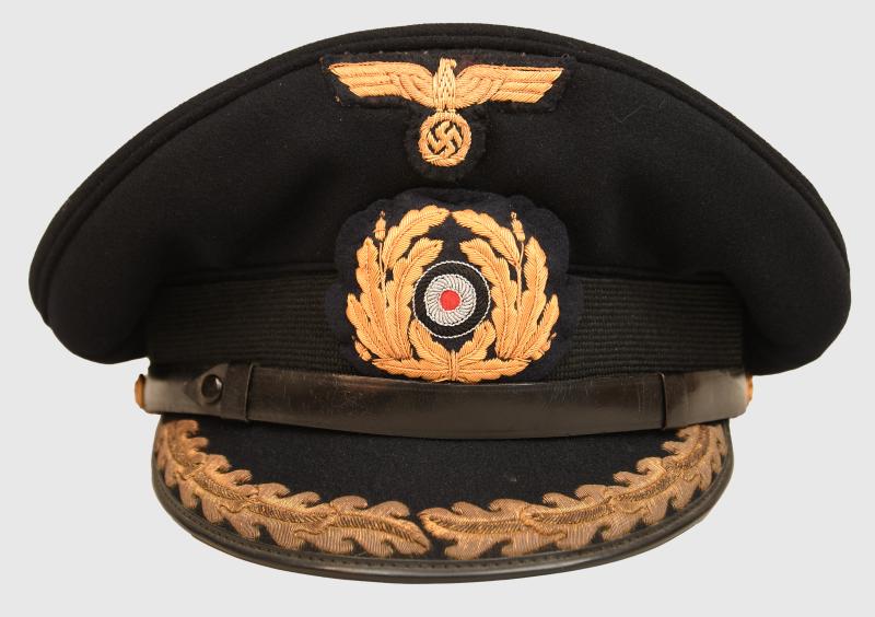 GERMAN WWII KRIEGSMARINE SENIOR OFFICERS BLUE TOP VISOR CAP.