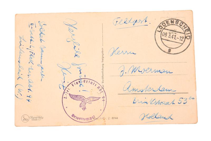 GERMAN WWII BLACK-AND-WHITE POSTCARD HUMOROUS.