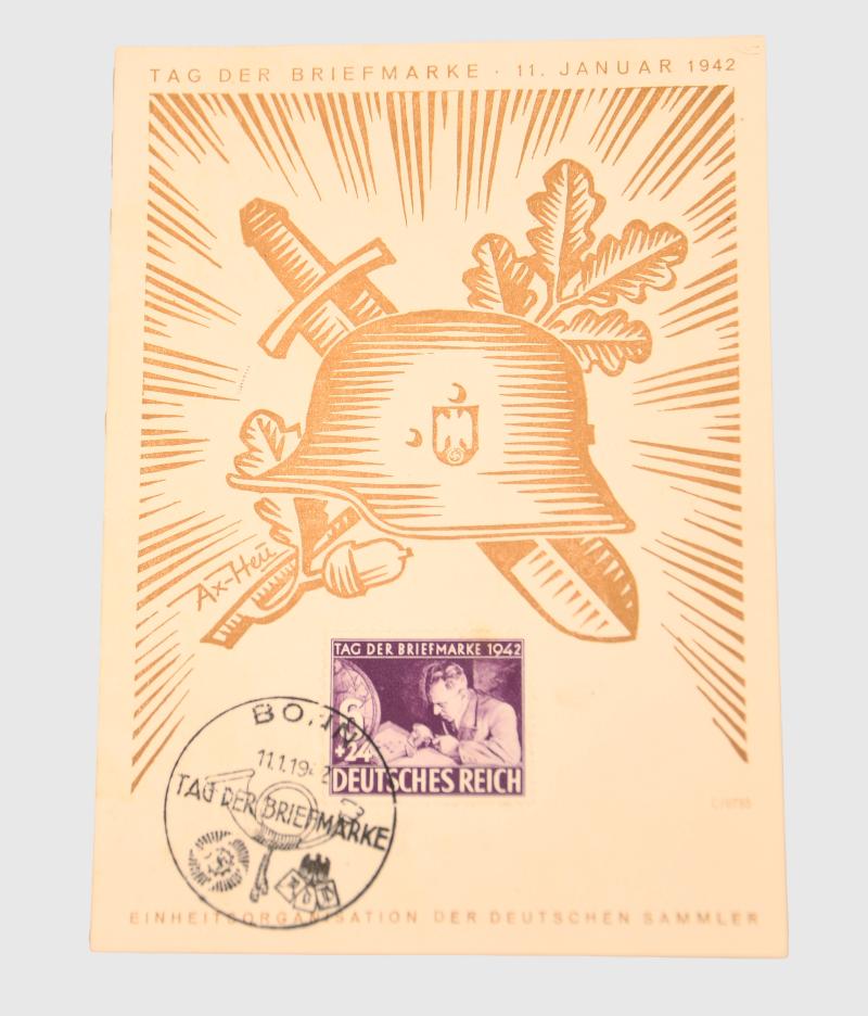 GERMAN WWII STAMP COLLECTORS POSTCARD.