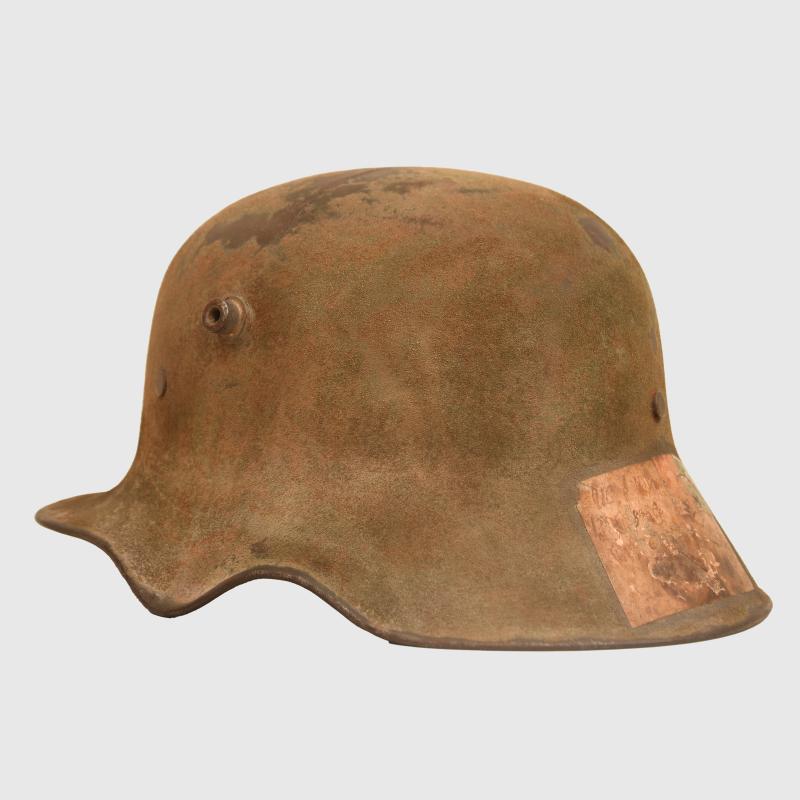 GERMAN WWI  M 18 EAR CUTOUT HELMET.
