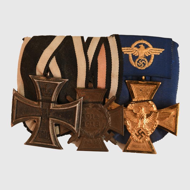 GERMAN WWII THREE MEDAL POLICE BAR.