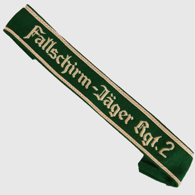 GERMAN WWII FALLSCHIRMJAGER REGIMENT 2 CUFF TITLE.