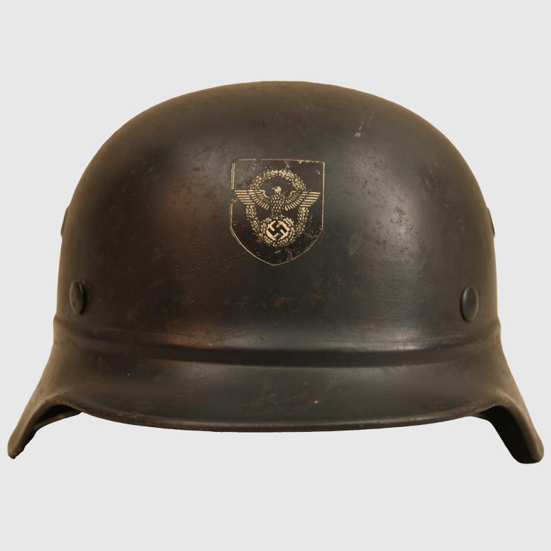 GERMAN WWII VERY LATE WAR LUFTSCHUTZ FIRE POLICE HELMET.
