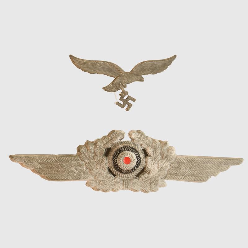 GERMAN WWII LUFTWAFFE EAGLE AND COCKADE CAP SET.