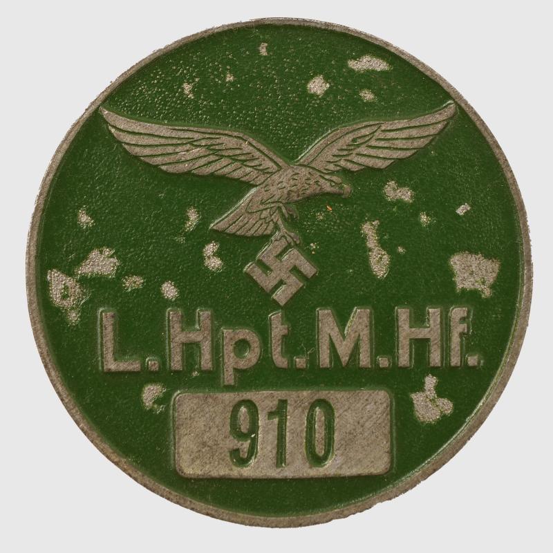 GERMAN WWII LUFTWAFFE ZINC WORKERS OR OFFICIALS ENTRY PASS.