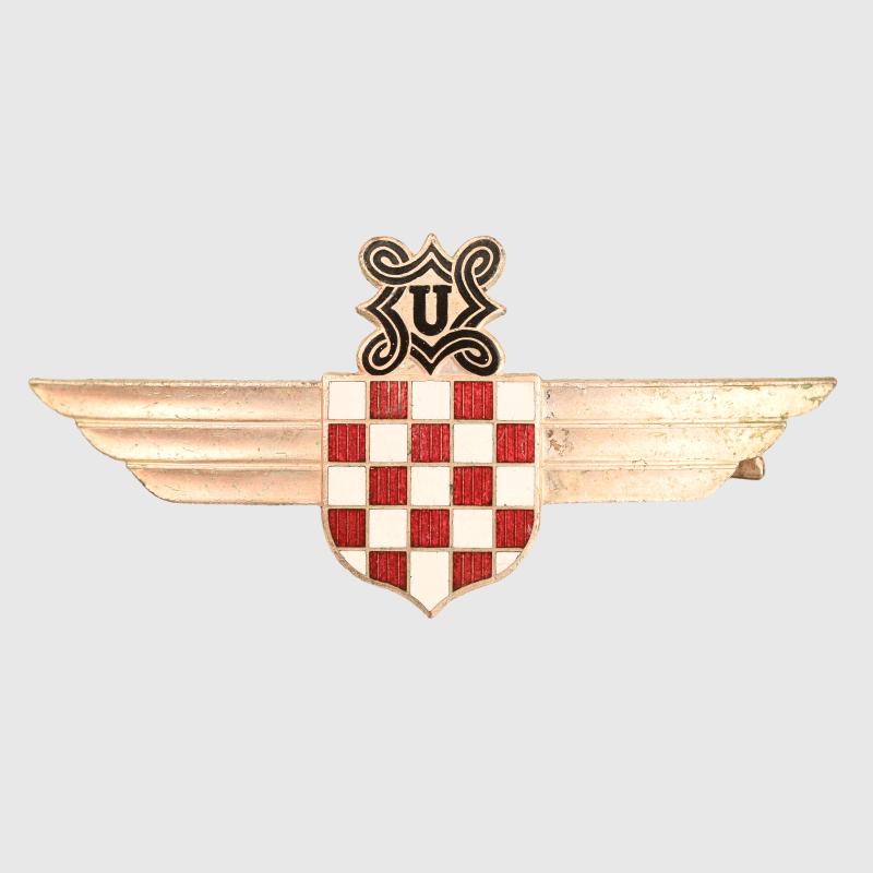 GERMAN WWII CROAT AIR FORCE LEGION BADGE WITH ENAMELLED SHIELD.