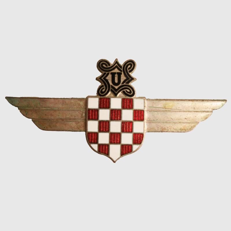 GERMAN/CROAT AIR FORCE LEGION BADGE WITH ENAMEL SHIELD.